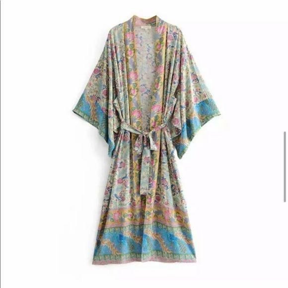 Luxe Bohemian Gypsy Print Kimono Wrap CoverUp - Picture 8 of 11